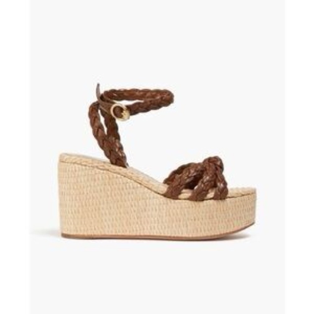 GIANVITO ROSSI
Braided leather espadrille wedge sandals
